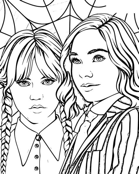 ausmalbild wednesday addams|Wednesday Coloring Page